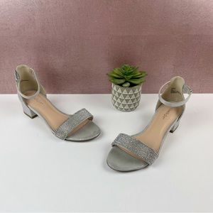 Limelight Silver Gray Rhinestone Open Toe Strappy Heels Girl Child Size 3M Jewel